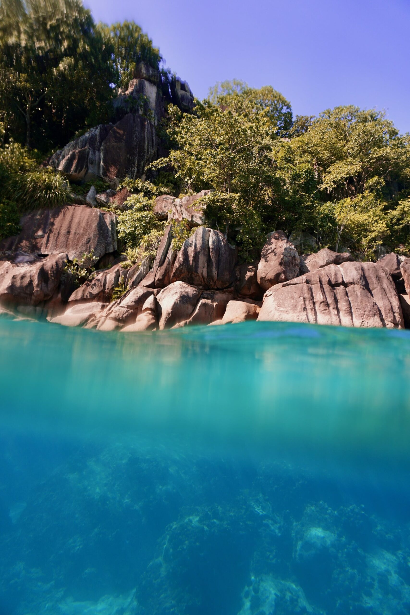 Granite boulders at Petite Anse